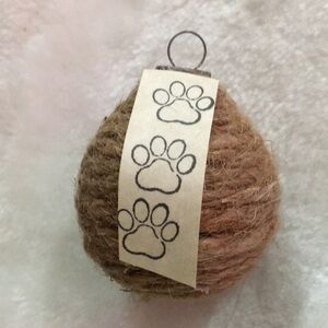 Twine Ornament with Paw Print Tag
